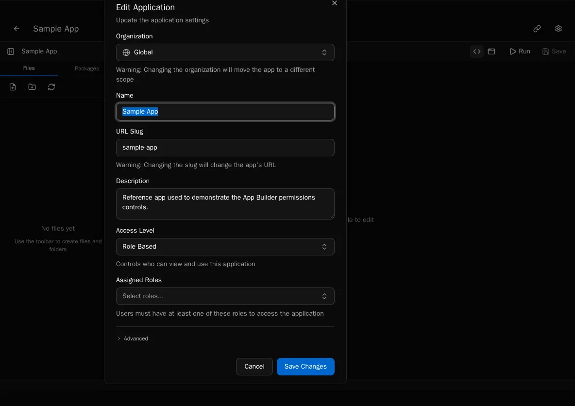 App access settings