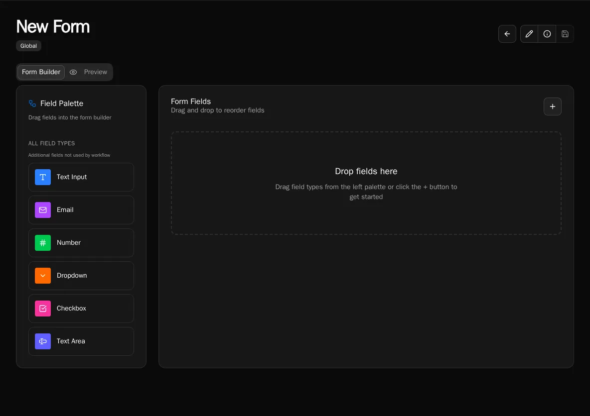 Form builder with department and manager fields