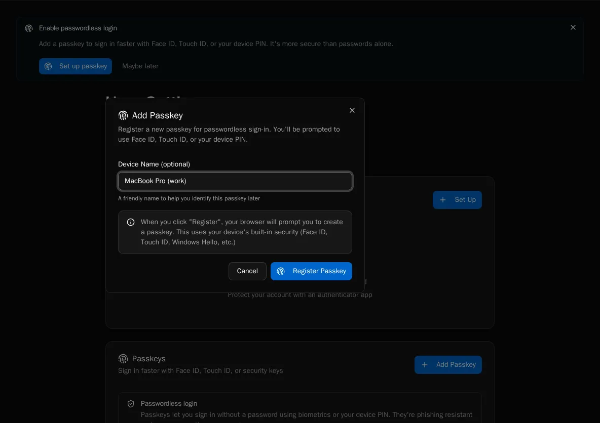 Name Passkey Prompt