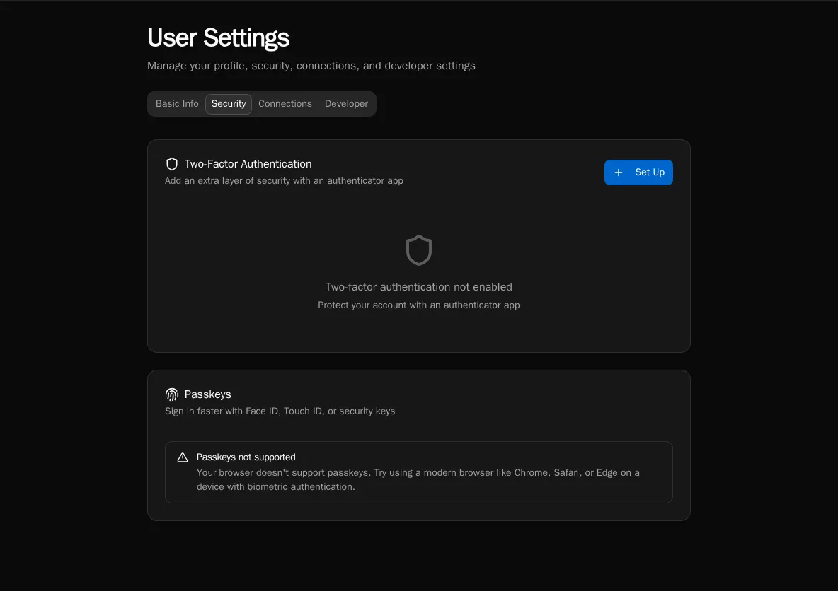Security Tab Landing