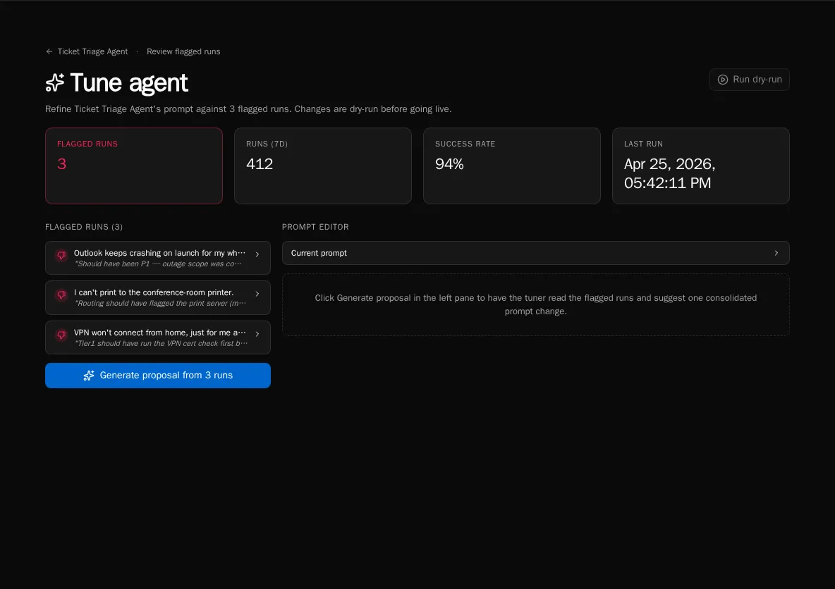 Agent tune workbench