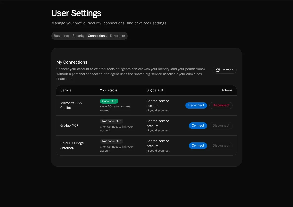 User MCP connections